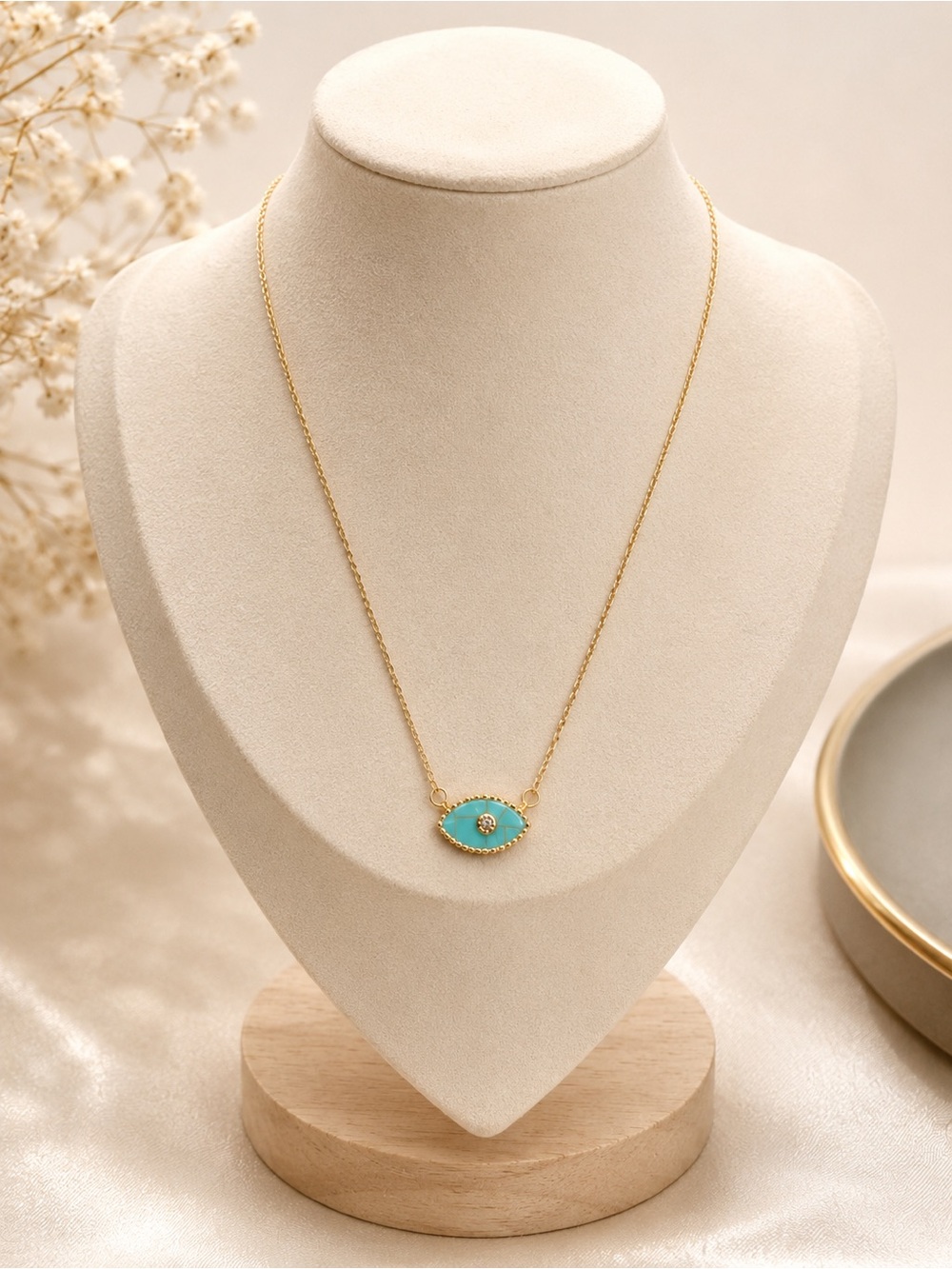 Tory Burch Turquoise Evil Eye Pendant - Necklace
